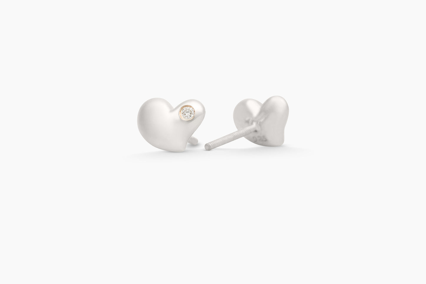 Everlasting Heart | Sterling Silver Heart Earring with Diamonds